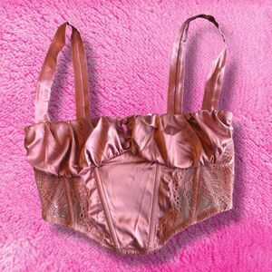 Out From Under Rose Gold Satin Bralette Top
